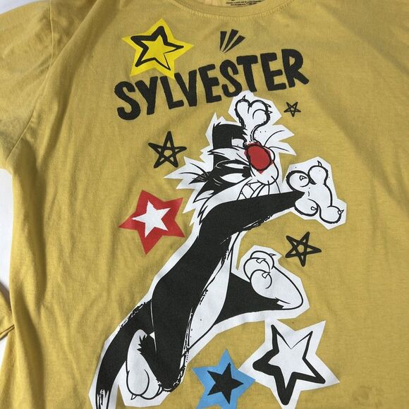Tops - Looney‎ Tunes Sylvester Tweety Mustard Yellow Long Sleeve Shirt Size XL